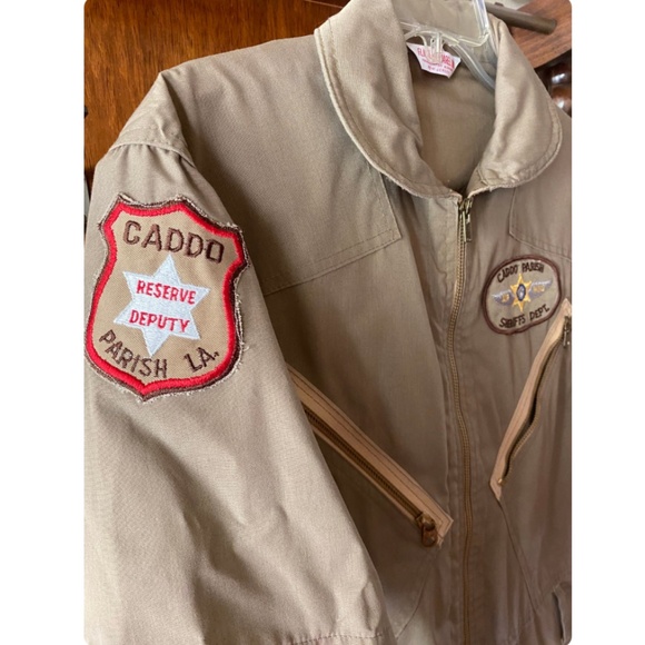 Vintage Deputy Sheriffs Short Sleeved Flight Suit Coveralls in Khaki Brown - L - Picture 3 of 9
